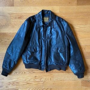 U.S. Army Type A-2 Leather Brown Bomber Jacket XL